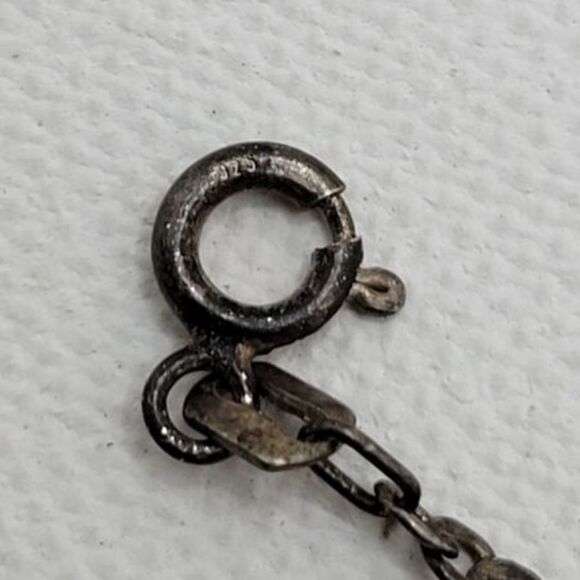 Vintage Sterling Silver 925 Necklace with Turquoise Pendant and Beads Chain - Picture 8 of 9